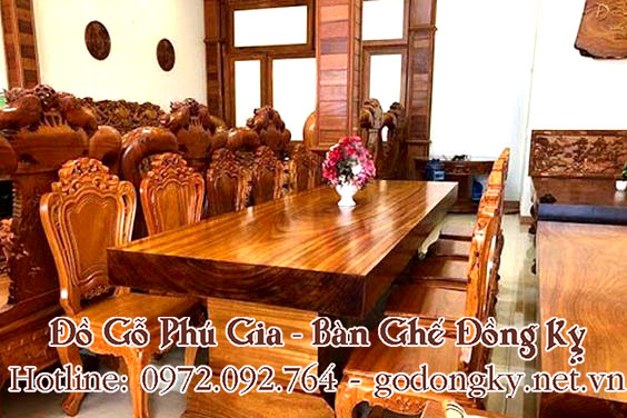 bộ bàn ghế phòng ăn nguyên khối đồ gỗ đồng kỵ giá rẻ5